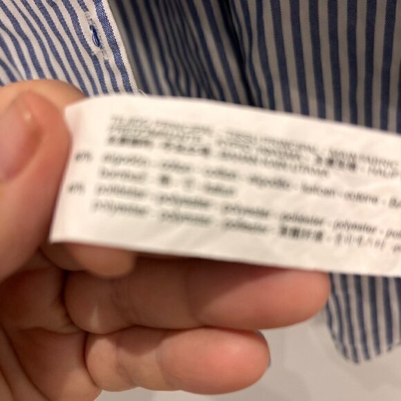 ZARA puffy long sleeve shirt size medium embroided white and bleu stripe. - Picture 6 of 9